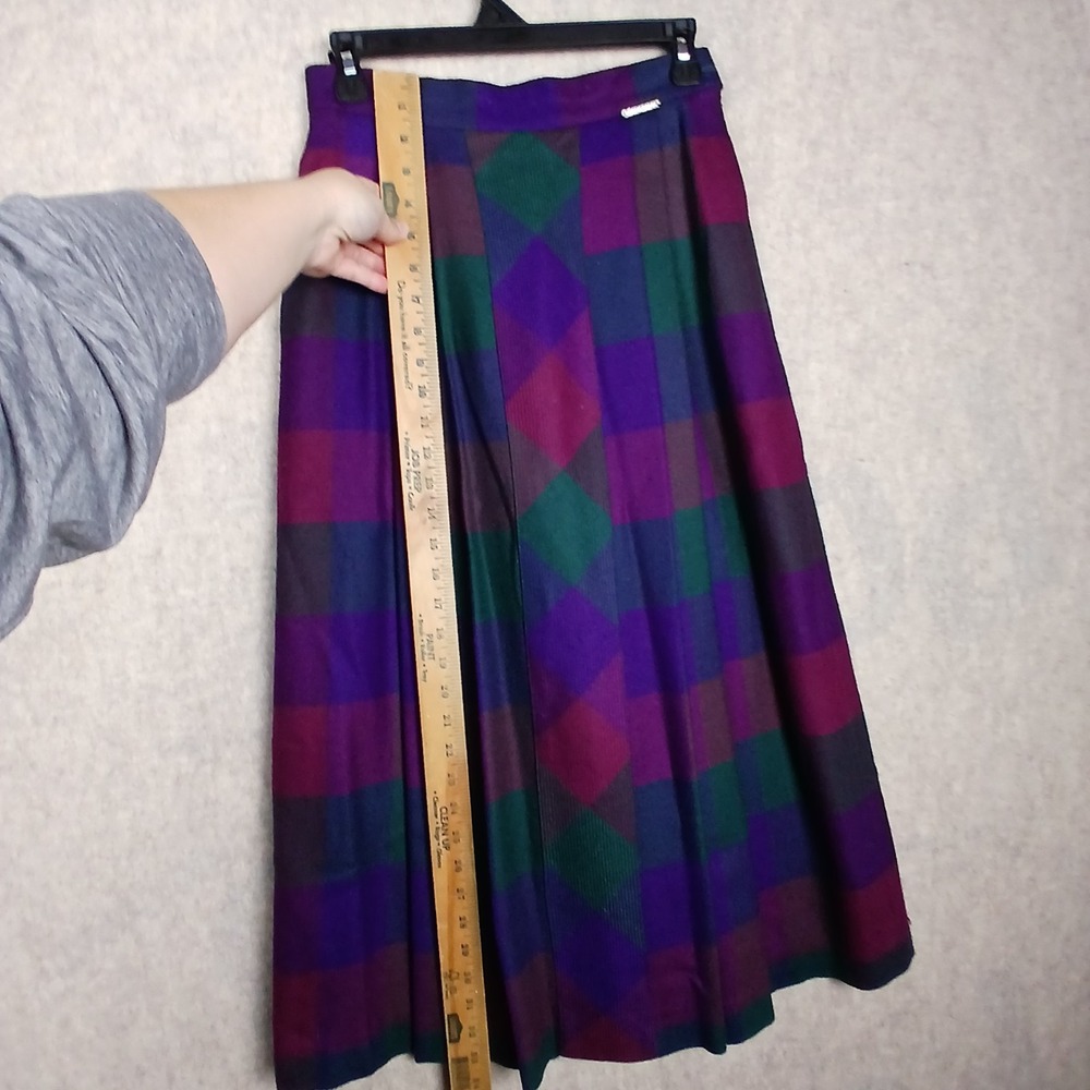 VTG Geiger Wool Skirt Women EU 36 US 4 Plaid Pleated A-Line Long Cottagecore - Picture 11 of 11